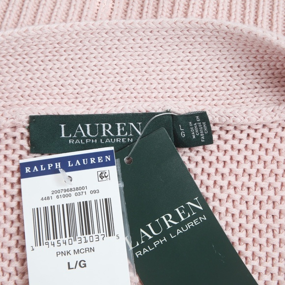 NWT Lauren Ralph Lauren LRL Pink Cotton Knit Sweater, Large - Picture 4 of 8